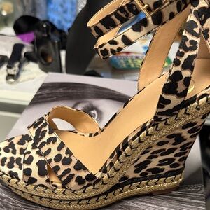 JLo Leopard Print Wedge Sandals
